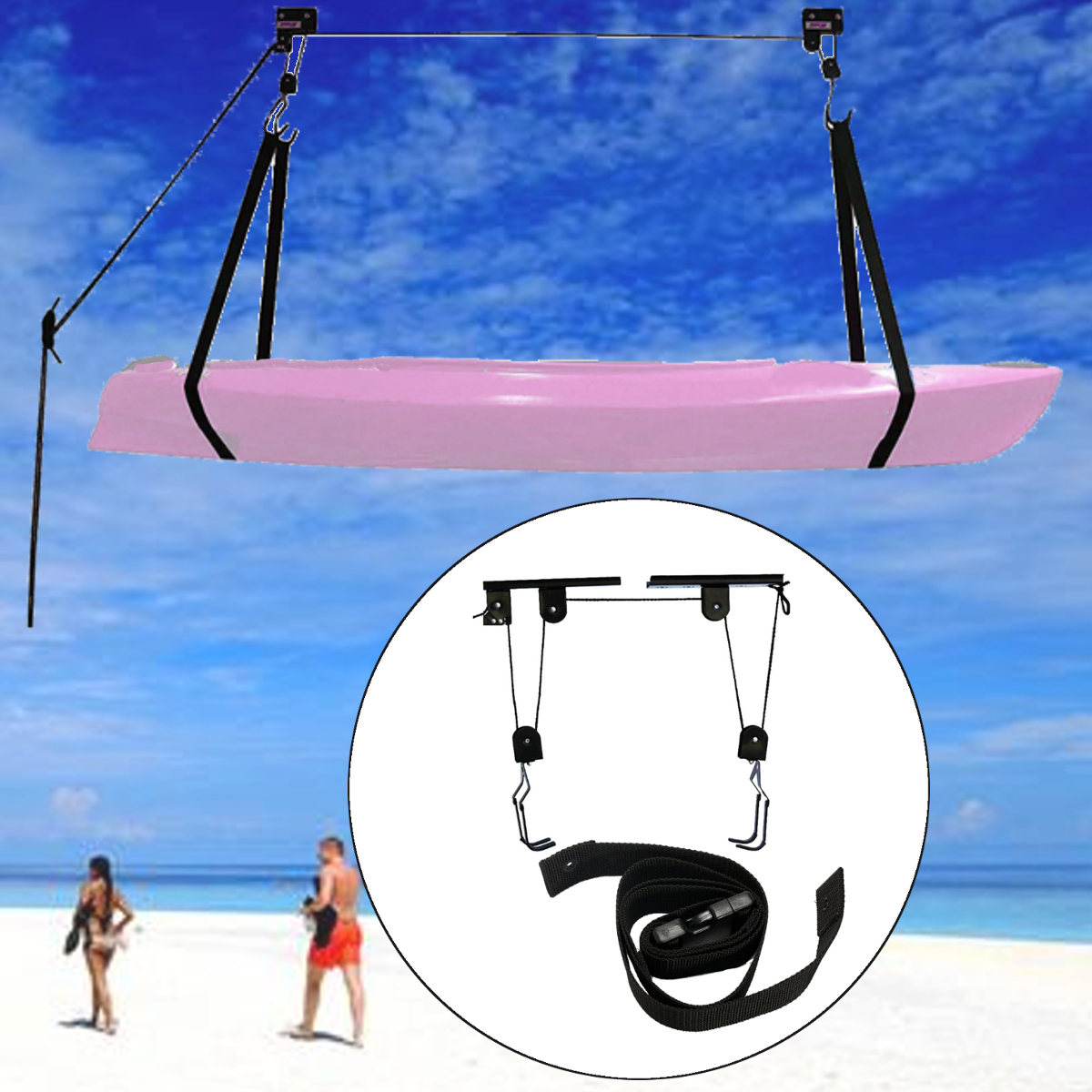 60kg Kayak Kayak Lift Garage Capacity Ceiling Pulley System Hoist