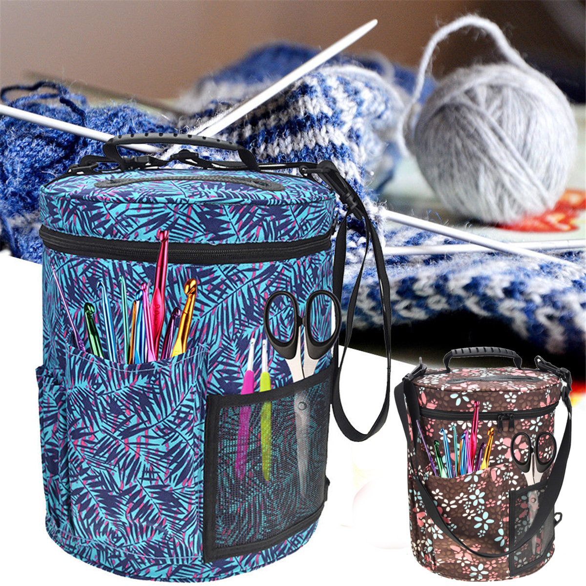 Details About Woolen Yarn Storage Bag Knitting Crochet Ball Holder Tote Organizer Bag Basket