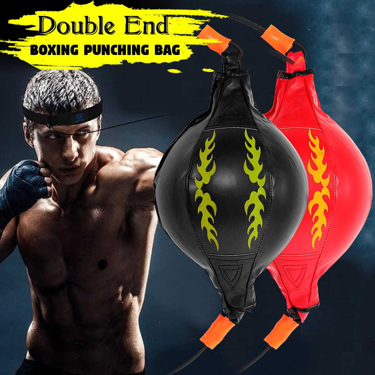 Details About Leather Double End Dodge Speed Ball Boxing Floor To Ceiling Rope Punching Bag