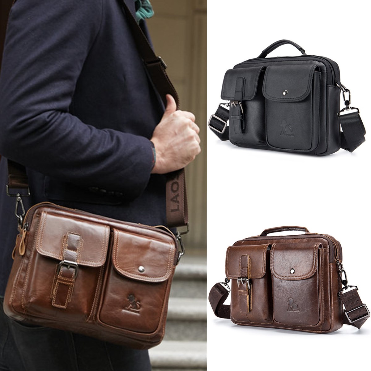 Herren Umhangetasche Leder Handtasche Manner Schultertasche Business Messenger Eur 38 87 Picclick De