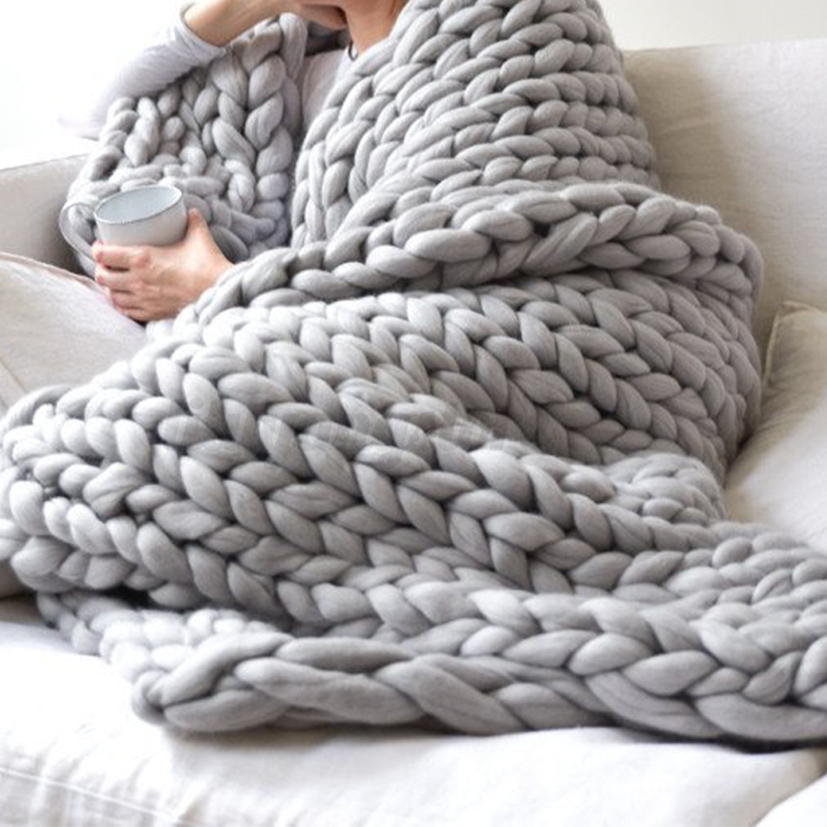 Merino Wool Throw Blanket Wool Blanket Chunky Knitted