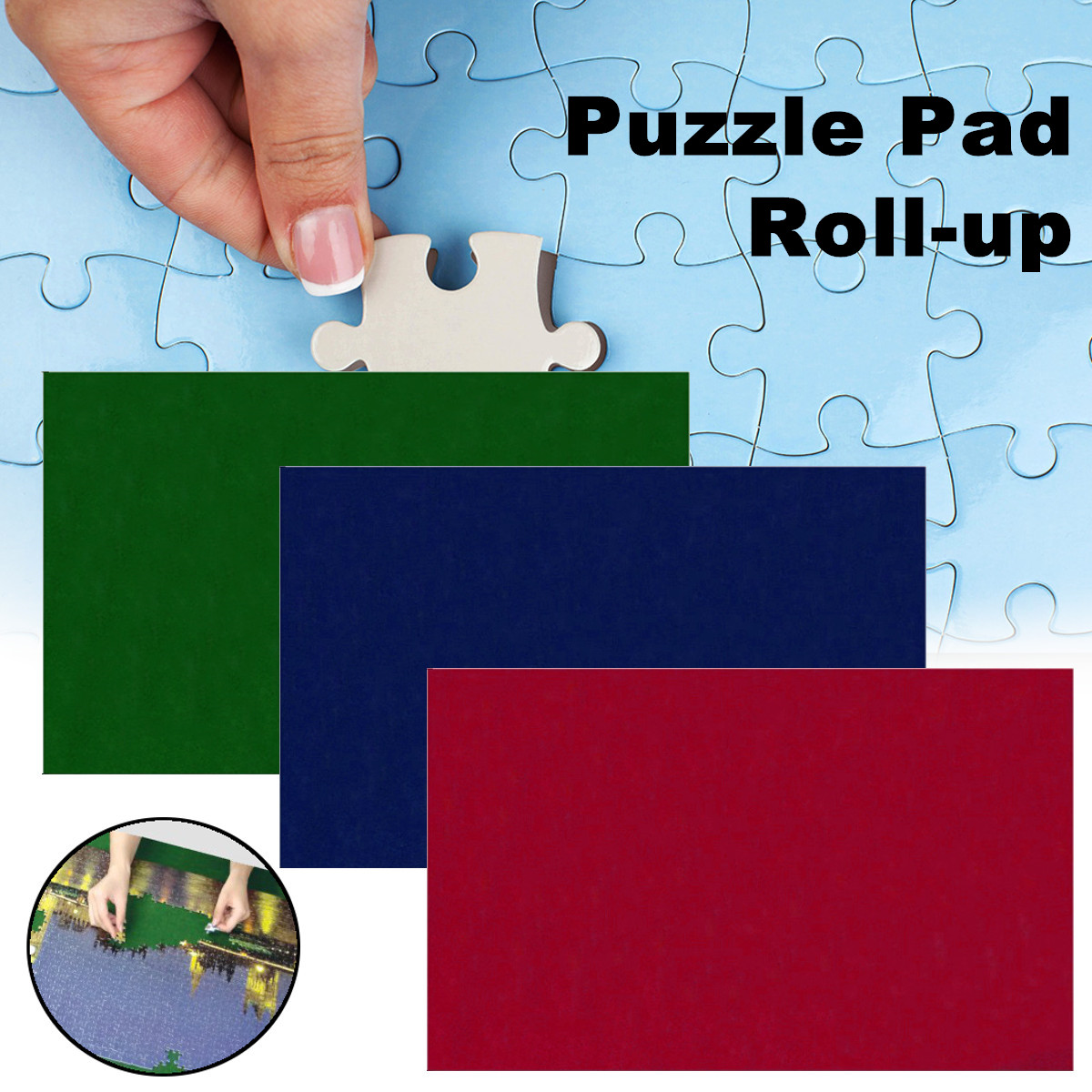 1000 500 Pieces Portable Puzzle Roll Up Pad Universal Jigsaw