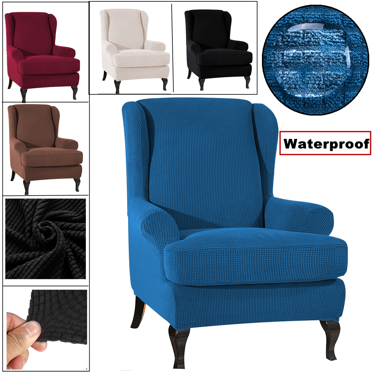 Fabric Elastic Armchair Wingback Wing Chair Slipcovers Home