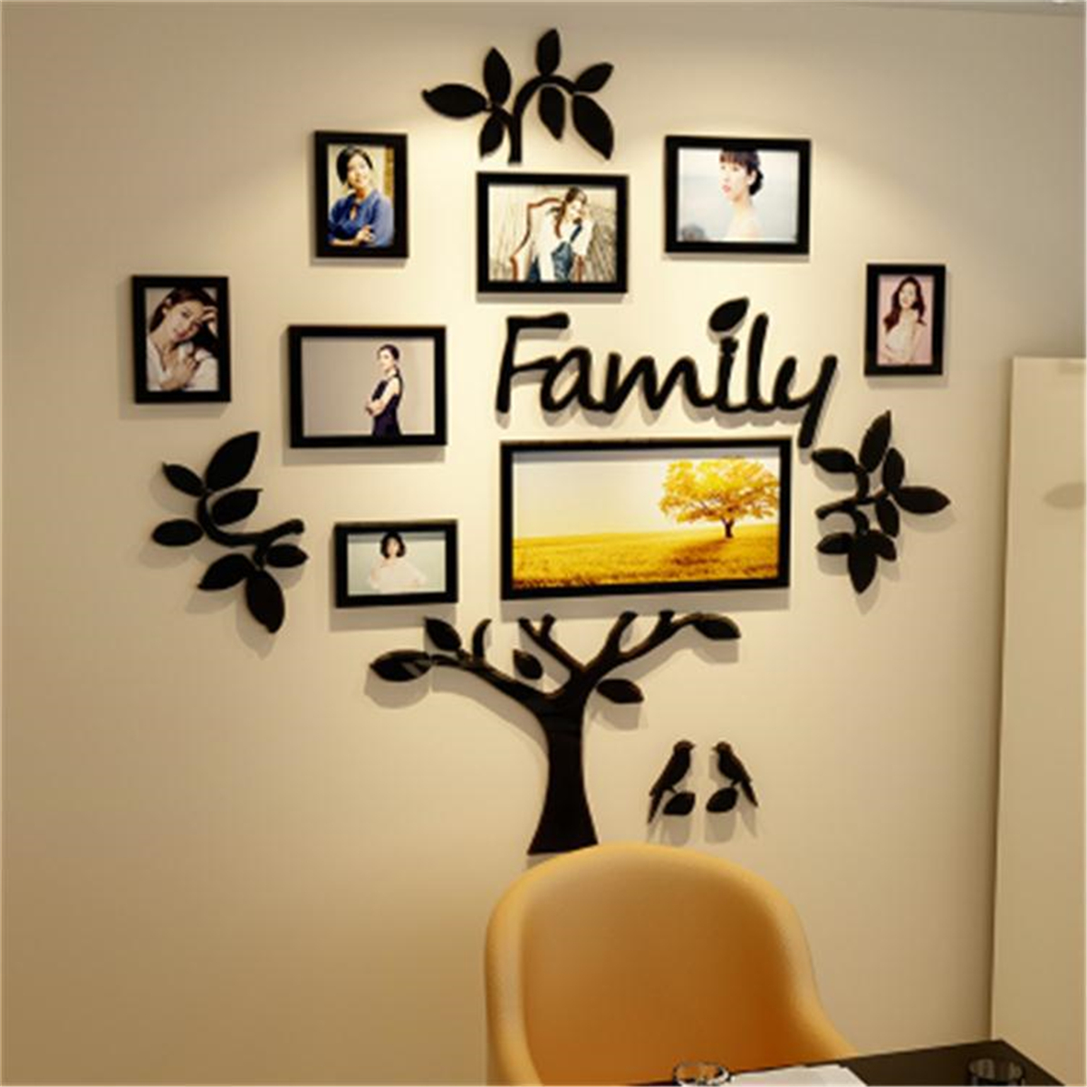 12pc Family Tree Photo Picture Frame Collage Wall Art Home Sticker Decor Wedding Frames Home Garden