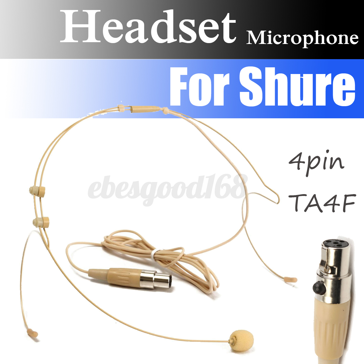 Dual Ear Hook Headset Microphone for Wireless XLR 4pin Mini TA4F Plug Lightweigh