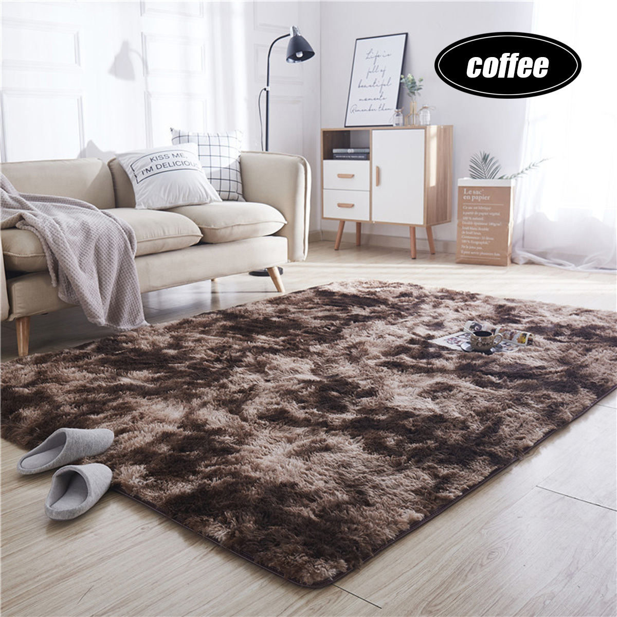 Extra Large Grey Shag Shaggy Floor Confetti Rug Carpet ...