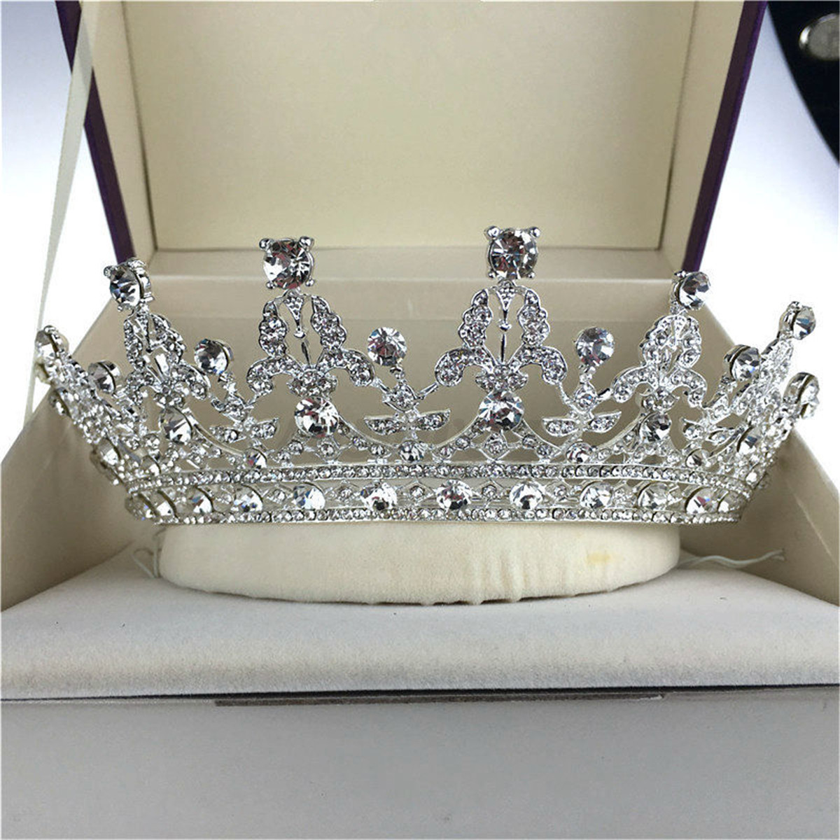 Princess Bridal Rhinestone Crystal Hair Tiara Wedding Crown Veil