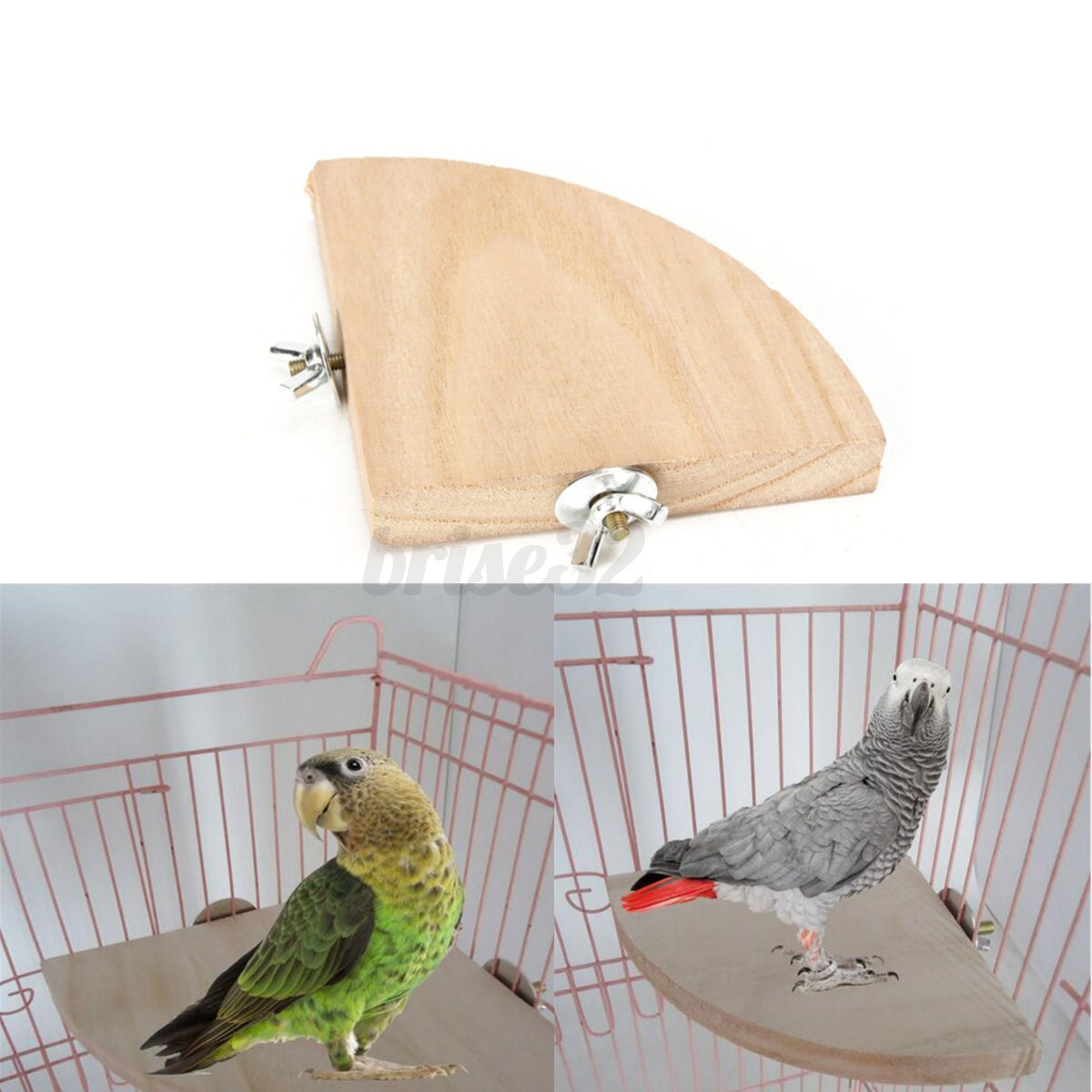 Wooden Coin Parrot Bird Cage Perches Stand Platform Pet 