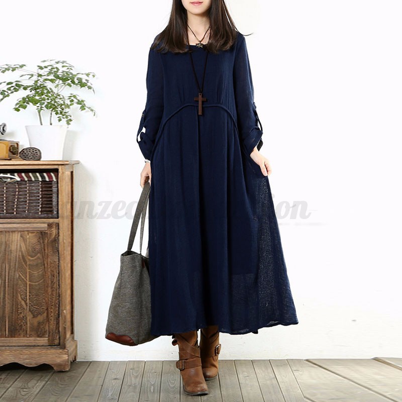 ZANZEA Fashion Women Long  Sleeve  Baggy Shirt  Dress  Kaftan 