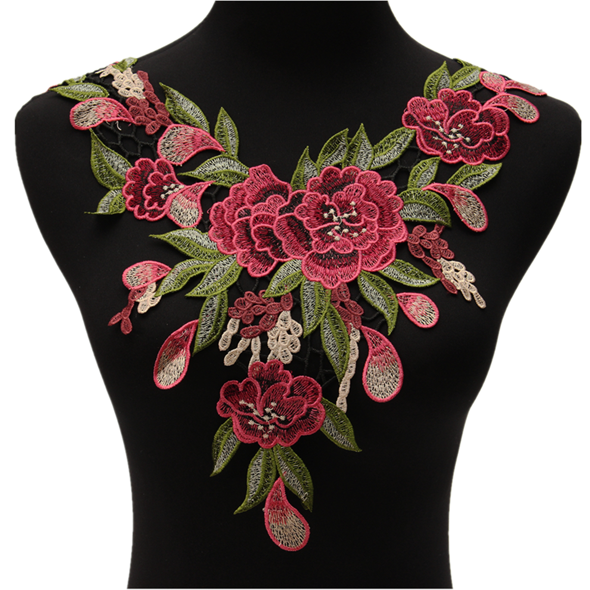 Embroidered Flower Applique  Motif Collar Neck Trim Patches 