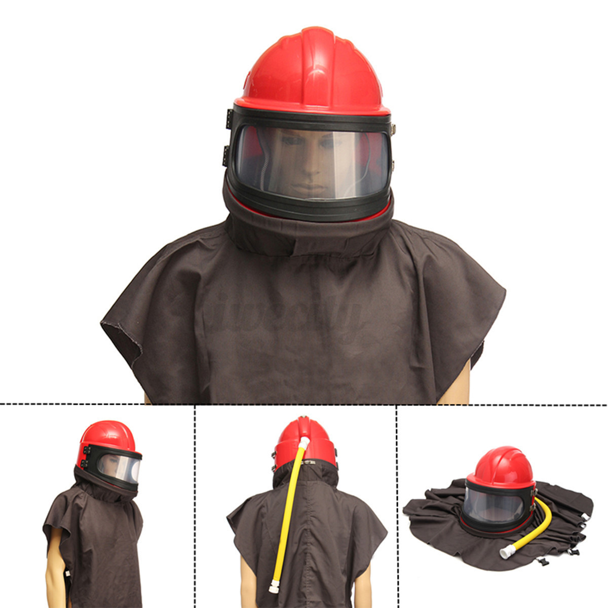 Sandblast Helmet Air Operated Sand Blasting Abrasive Safety Hood ...
