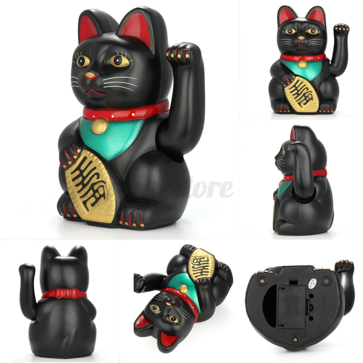  Chinese  Lucky  Waving  Black Cat  Moving Arm  Fortune Feng 