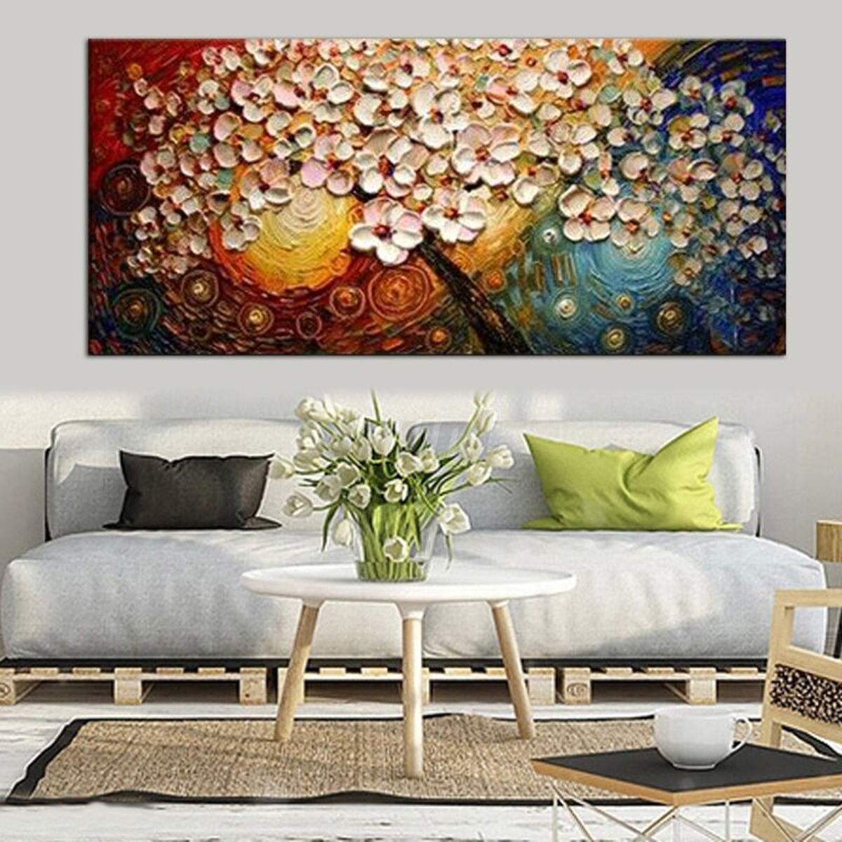 Hand painted Flower Tree Canvas Abstract Painting  Print 